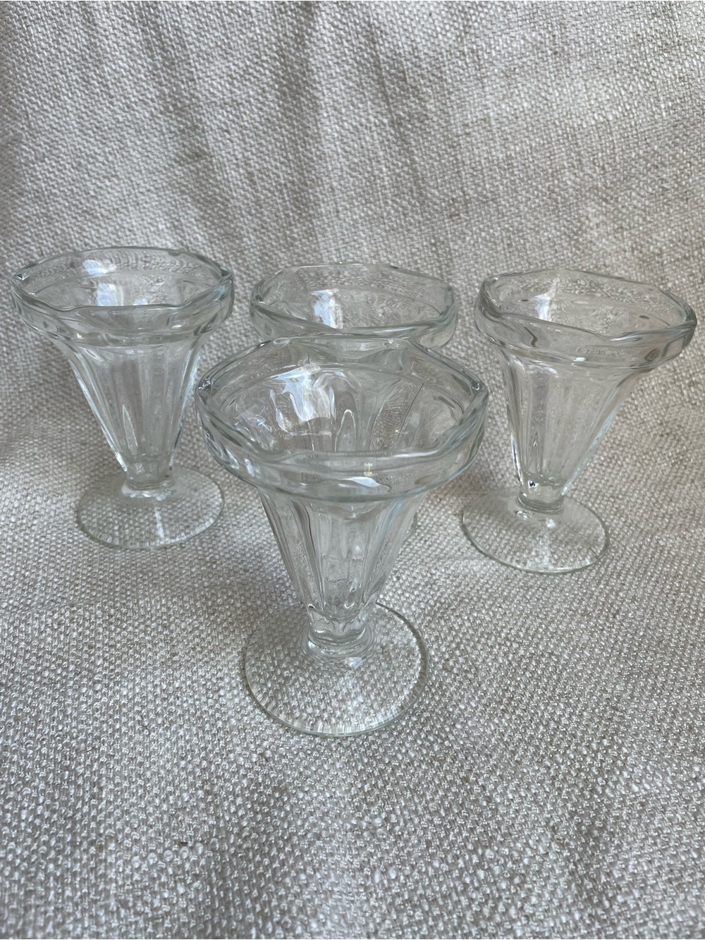 (4) Vintage Clear Glass Sundae Cups